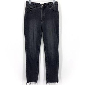 Rolla's Womens 28 High Rise Slim Straigh Leg Gray Jeans Raw Hem Denim